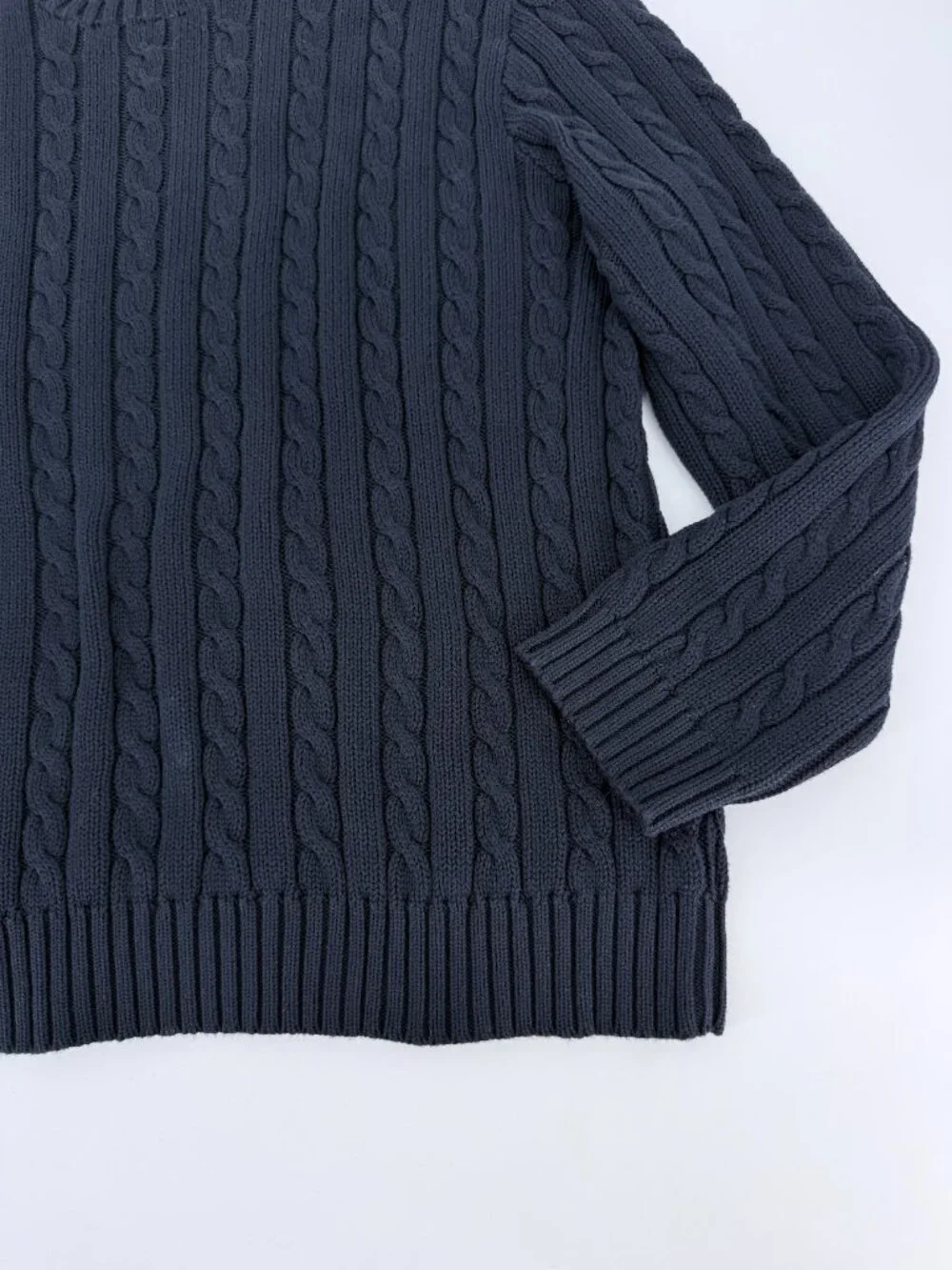 J.Crew Navy Cable Knit Crewneck Sweater XL 100% Cotton